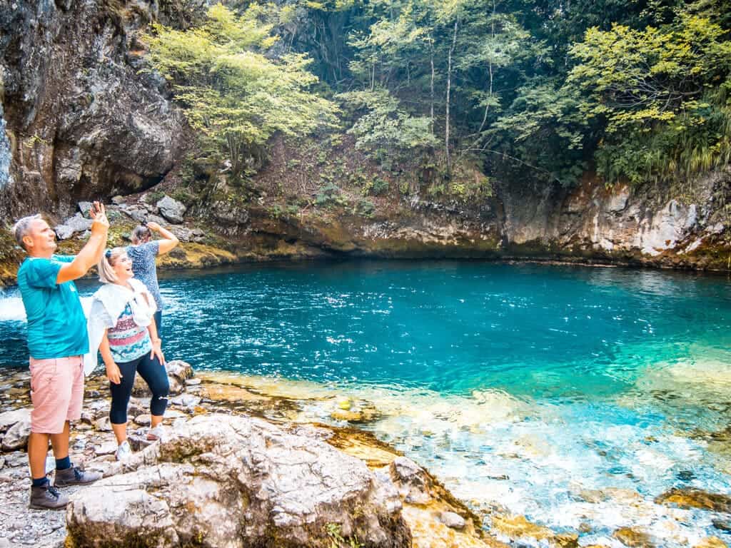 Blue Eye Theth Pool in the Albanian mountains near Nderlyse