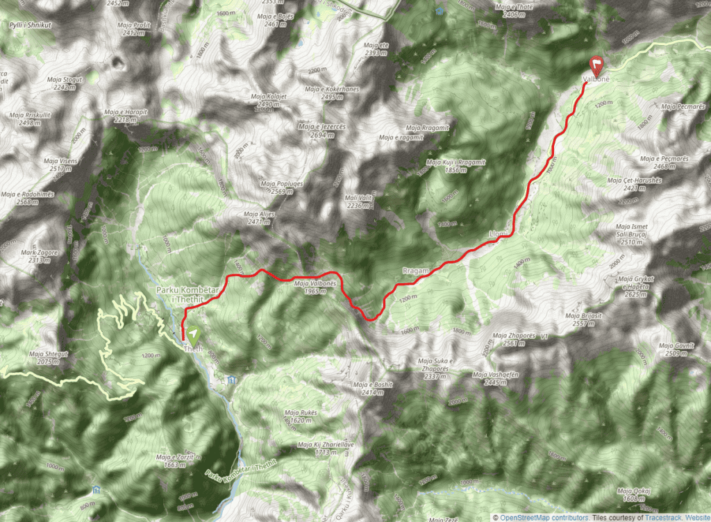 Peaks of the Balkans Tronçon 1 Theth Valbona Route